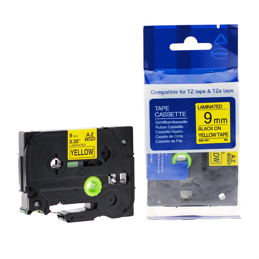 Brother TZ-621 BLACK/YELLOW 9mm Alternative