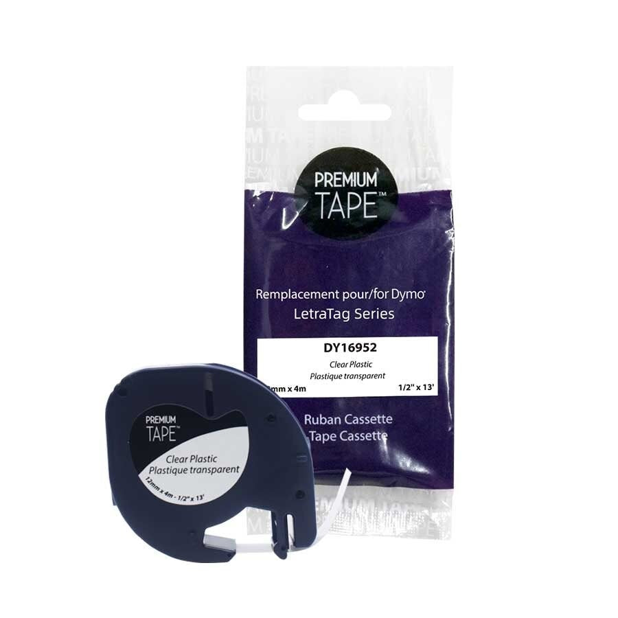 Dymo A16952 Plastic Label Alternative Black/Clear 12mm