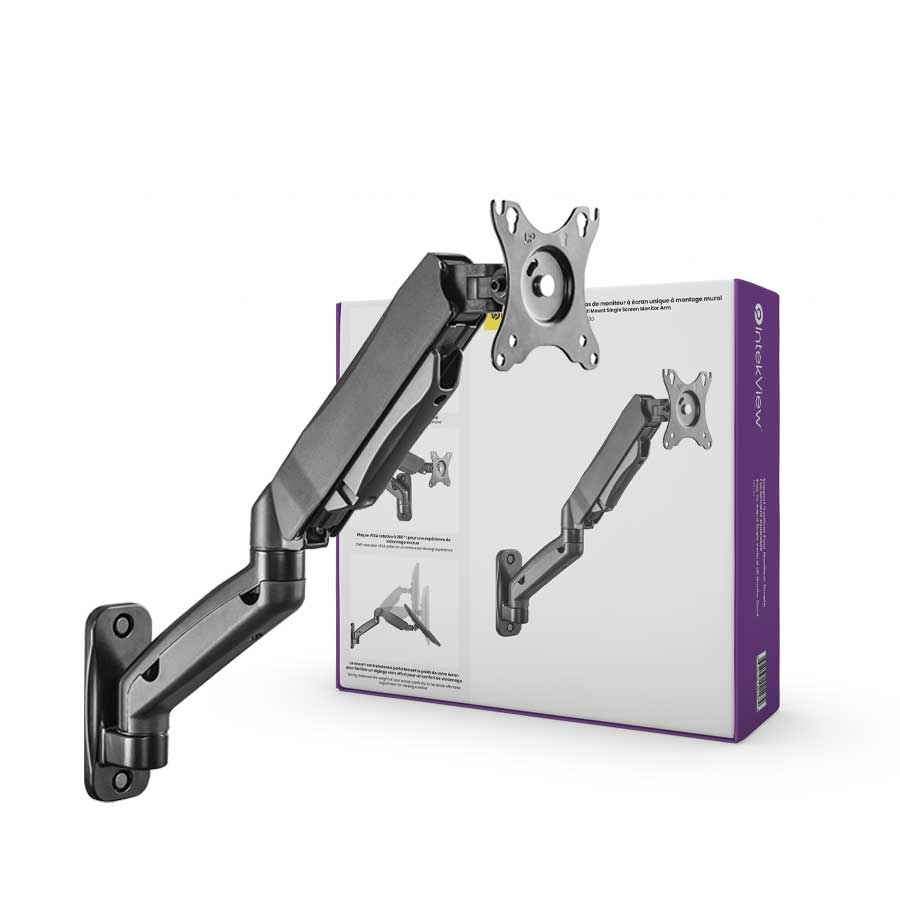 Wall-mounted single-screen monitor arm