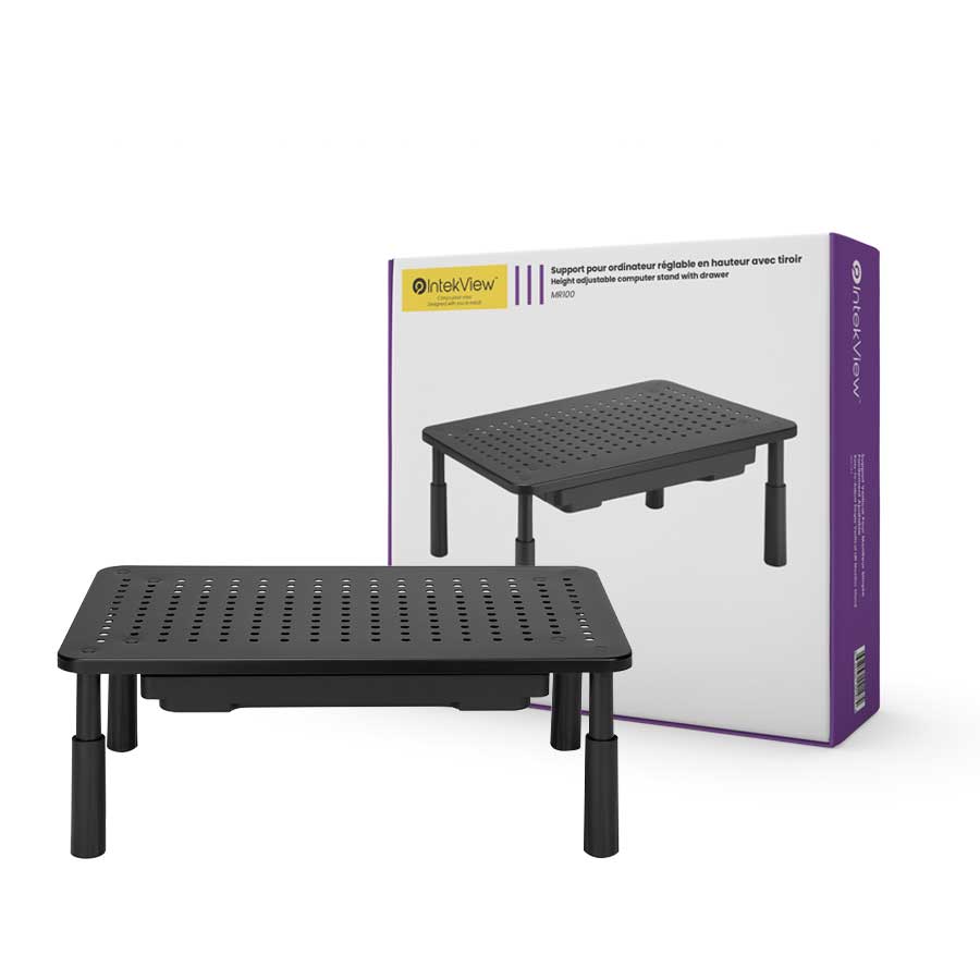 Height-adjustable computer stand with drawer