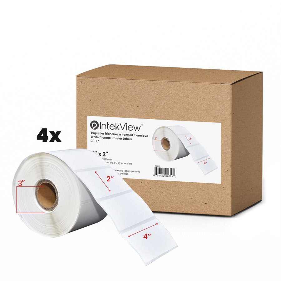 4x2'' Thermal Transfer Labels 3''Core 2750/rolls - 4/cs