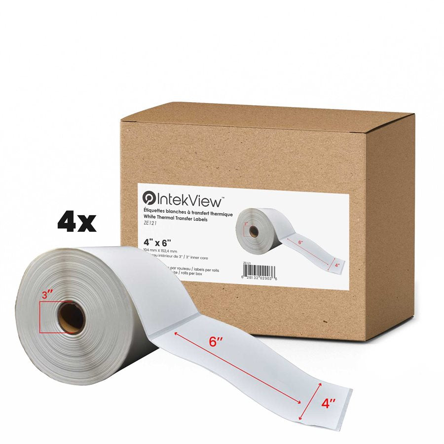 4x6'' Thermal Transfer Labels 3''Core 1000/rolls - 4/cs