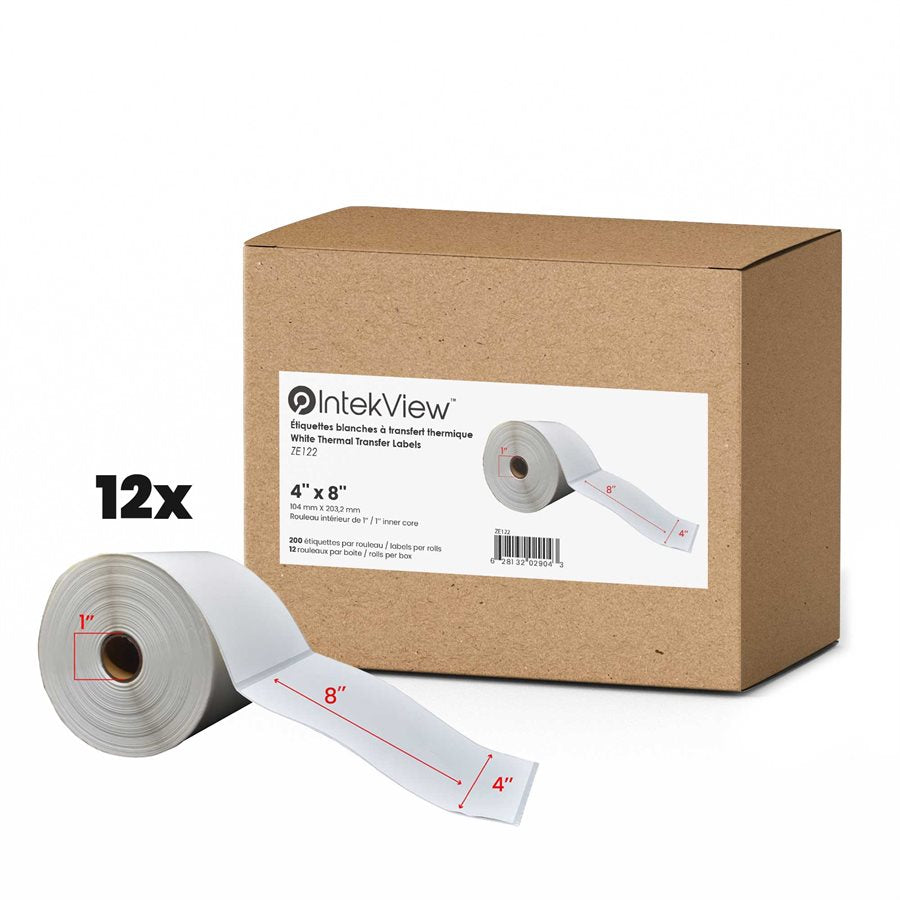 4x8'' Thermal Transfer Labels 1''Core 200/rolls - 12/cs