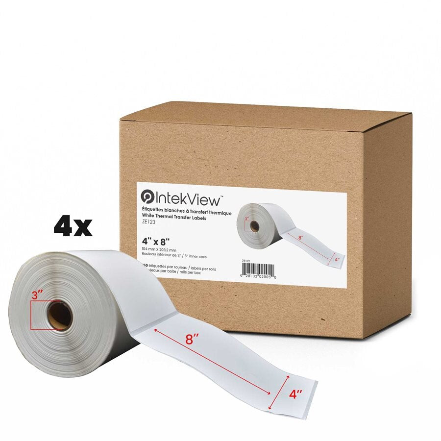 4x8'' Thermal Transfer Labels 3''Core 750/rolls - 4/cs