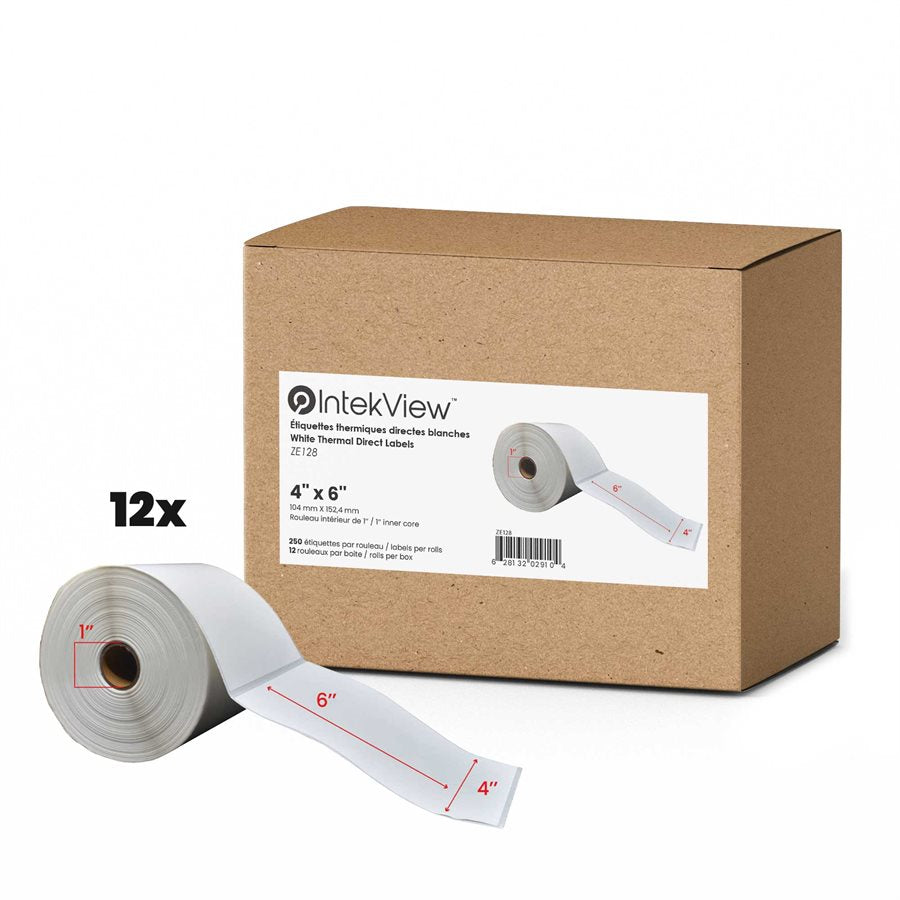 4x6'' Direct Thermal Labels 1''Core 250/rolls - 12/cs