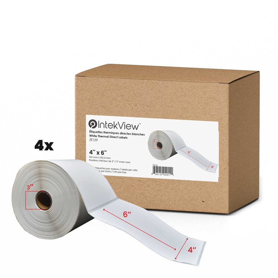 4x6'' Direct Thermal Labels 3''Core 1000/rolls - 4/cs