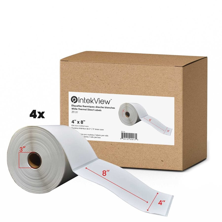 4x8'' Direct Thermal Labels 3''Core 750/rolls - 4/cs