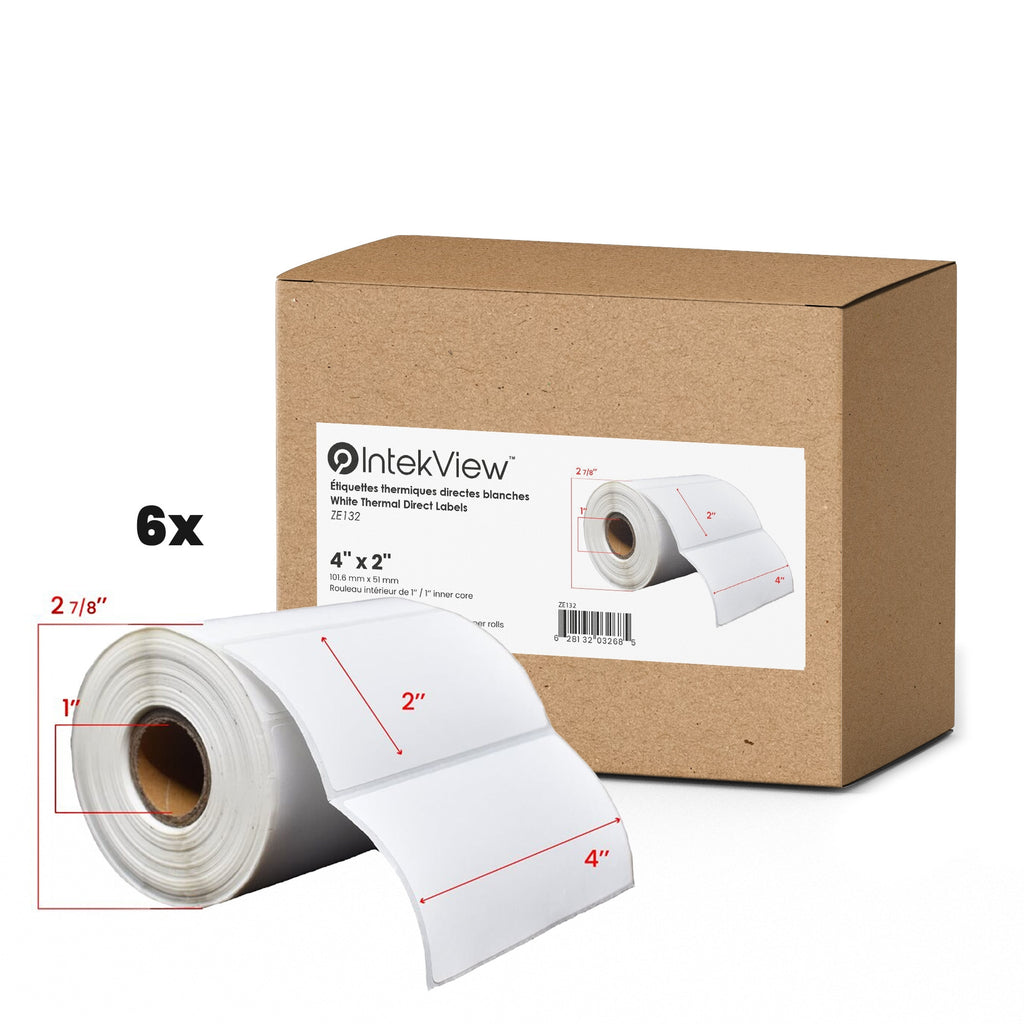 4x2'' Direct Thermal Labels 1''Core 1240/rolls - 6/cs